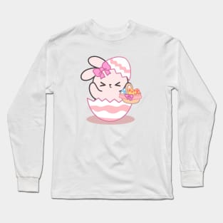 Egg-citing Arrival: Loppi Tokki Emerges from an Easter Egg Bearing a Basket of Delights! Long Sleeve T-Shirt